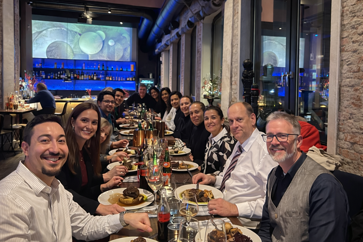A joyful evening dinner gathering