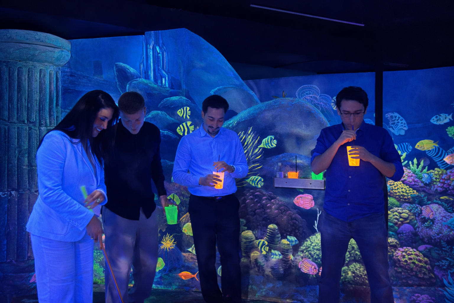 Glow-in-the-dark underwater gathering